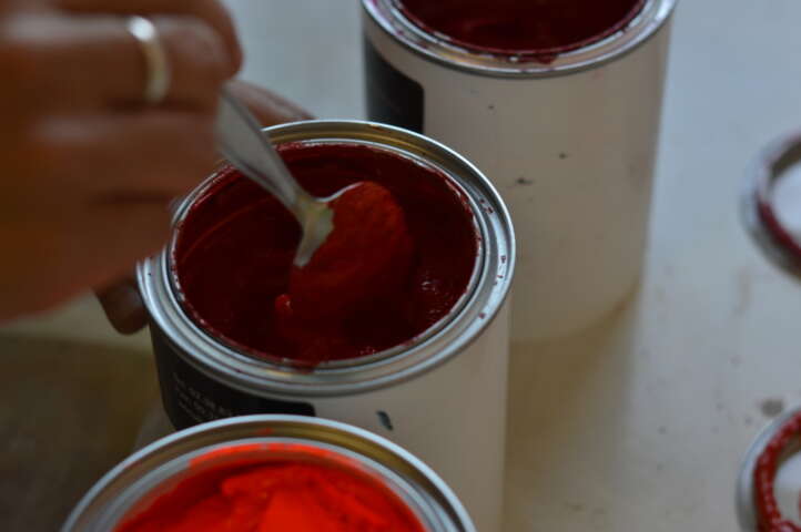 Quartier rouge - Eclipse  - Recherches de couleurs; encres de sérigraphie. 