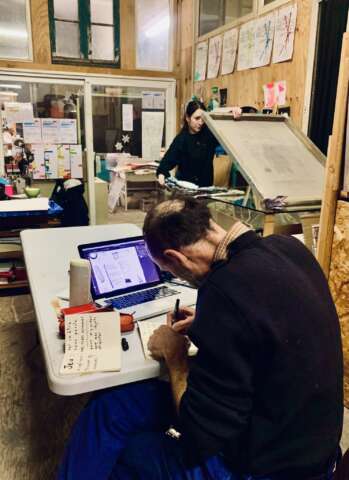 Quartier rouge - Ne pas nommer - Vues de l'atelier. Boris Nordmann et Jeanne Fauchier au travail