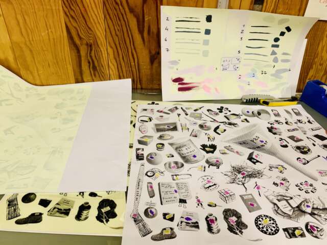 Quartier rouge - Ne pas nommer - Vues de l'atelier. Recherche couleurs, premières tentatives.